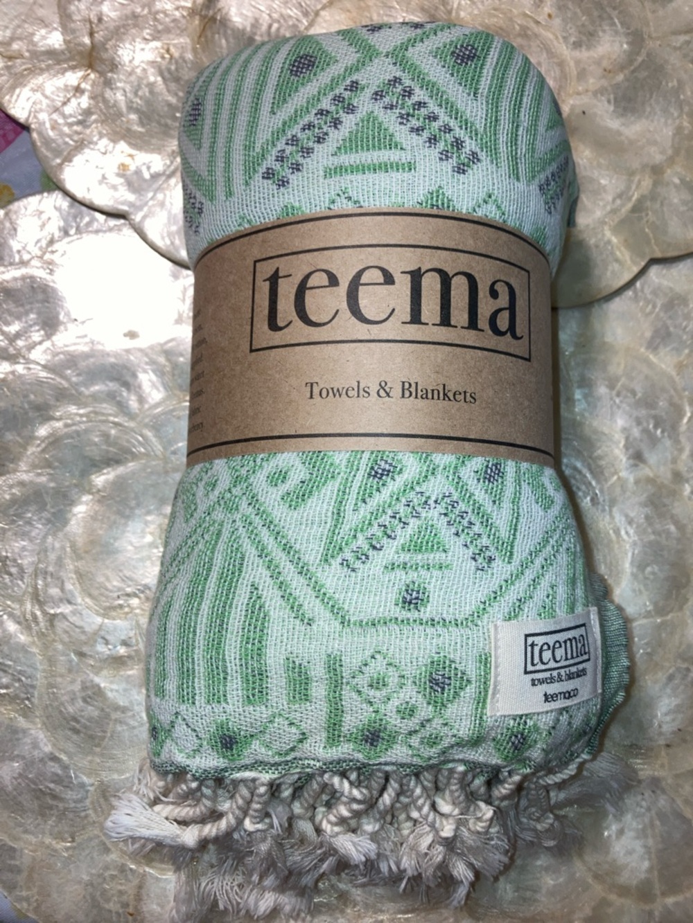 Green Patterned Throw Blanket - Teema Towels & Blankets